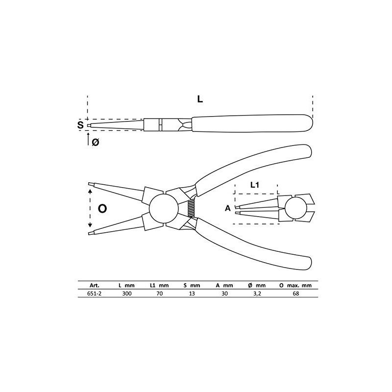 BGS 651-2 | Snap Ring Pliers | Straight | for