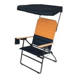 Camp & GO MaxShade Outdoor Oversized Heavy Duty Comfort Folding Camping Chair, Orange and Navy
