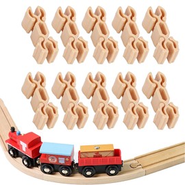 GHPKOTW Pack of 10 Wooden Rail Adapter Connectors, Track Connectors, Railway Accessories, Rail Connectors, Wooden Train Accessories, Universal Wooden Train Adapter Set, Wooden Track Connectors (Grey)