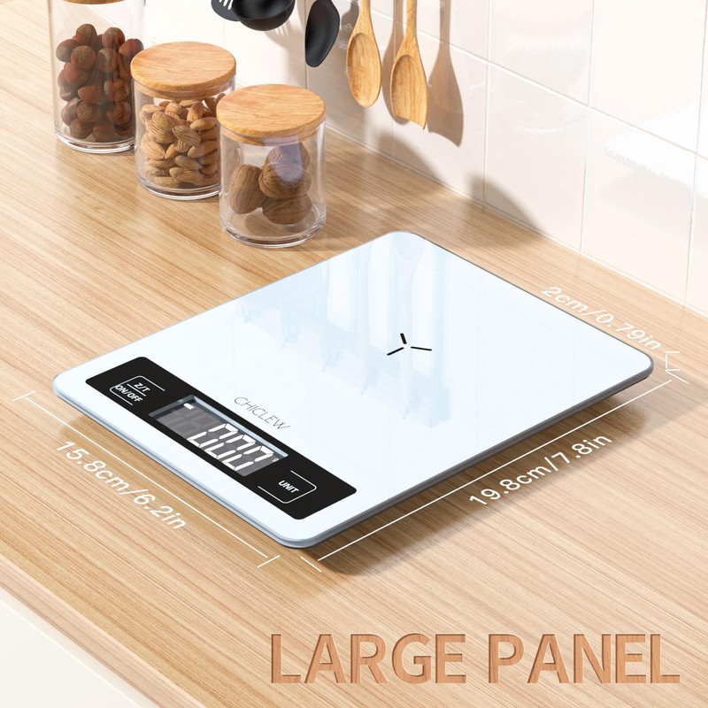 CHICLEW Digital Kitchen Scales Glass, 5 kg Digital Kitchen Scale,