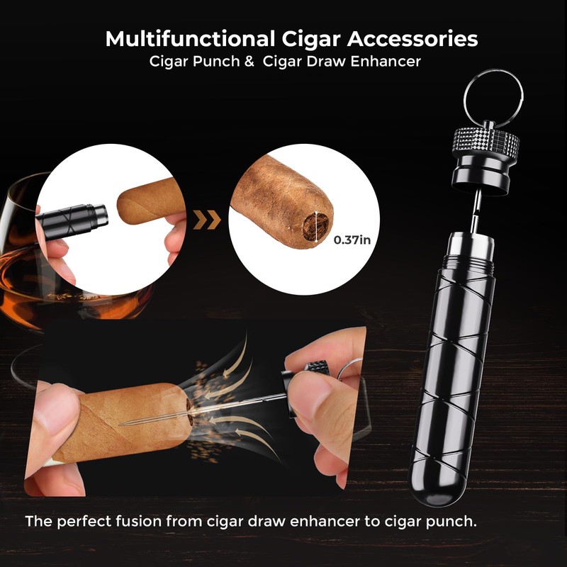 Travel Cigar Humidor Case Set, Double-sided Design, with Cigar Lighter
