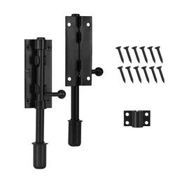 Barrel Bolt Latch Slide Bolt Latch Hardware 6.3 Inch Black Heavy Duty Gate Lock Solid 304 Stainless Steel Slide Lock for Outdoor Fence Wooden Gates Barn Door Cabinet Drawer Window(2 Pack)