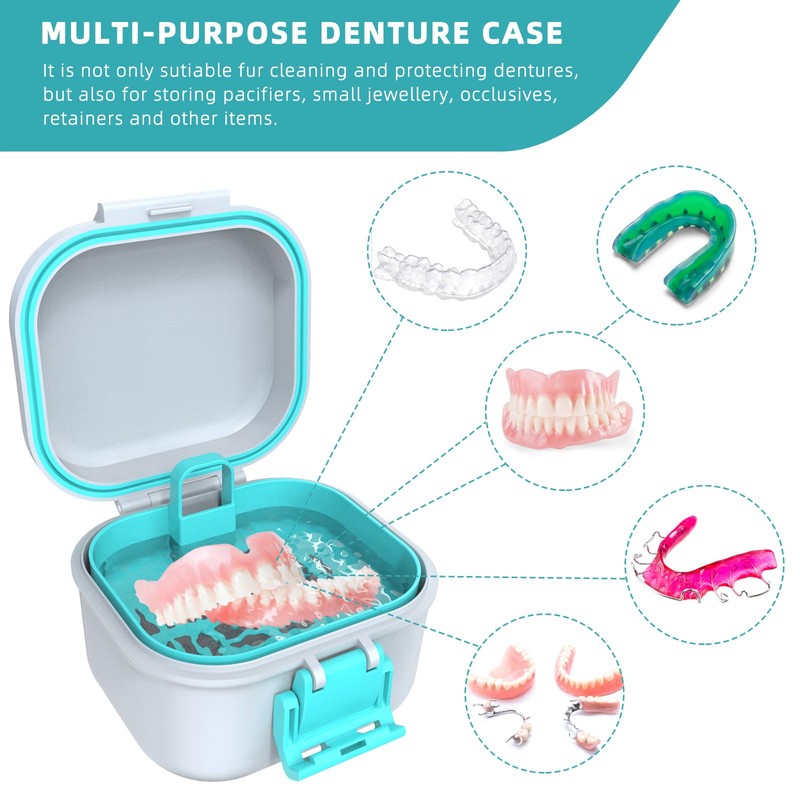 ARGOMAX Leak Proof Denture Bath Cup, Portable Soaking Denture Box,