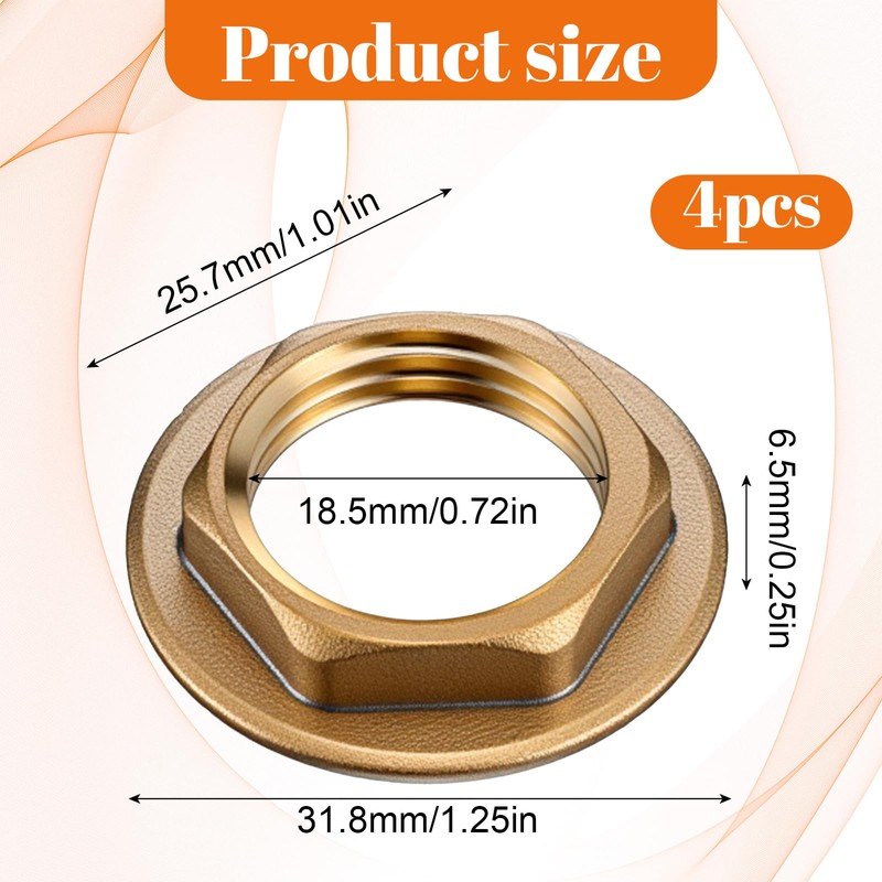 4 Pack 1/2 Inch NPT Female Locks Nut Pipe Fitting