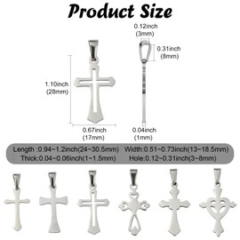 LiQunSweet 18 pcs 6 Styles Heart Cross Theme 304 Stainless Steel Charms Crucifix Jesus Religious Charms for DIY Jewelry Necklace Bracelet Earring Craft Making