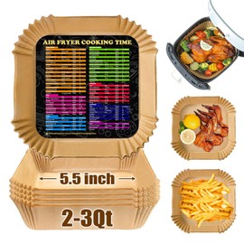 Mini Air Fryer Liners for CHEFMAN 2 Qt Air Fryer, 5.5inch Square Small Air Fryer Disposable Paper Liners, Compatible with Cosori 2.1Qt, Dash 2.6Qt, Instant Vortex 2Qt amd other 2-3Qt Mini Air Fryers