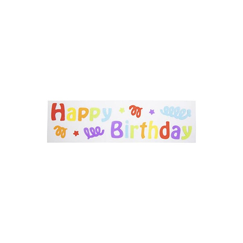Happy Birthday Window Gel Clings - Rainbow Colors 21 Pieces