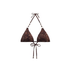 CALZEDONIA Woman's Triangle Swimsuit Top Brown Snake in Brown, Size M