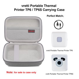 Elonbo Carrying Case for vretti Portable Thermal Printer TP6 / TP6S, vretti TP6 Bluetooth Mini Pocket Label Printer Travel Bag, Wireless Pocket Picture Printer Storage Holder, Grey