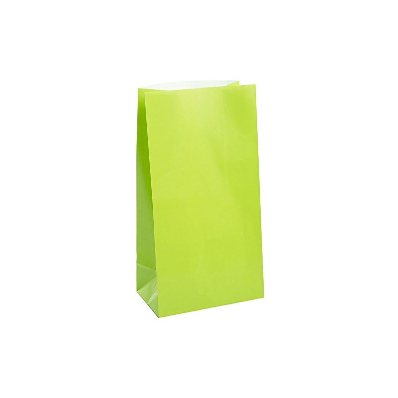 Vibrant Lime Green Paper Party Bags (Pack of 12) -