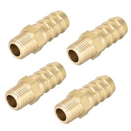 sourcing map Brass Metric Male to Barb Hose Connector 10mm x M10 x 1 (Pack of 4)