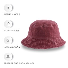 Vedicci Bucket Hat Unisex con diseño Ligero y Resistente. Gorro Pescador con diseño unitalla para Jovenes y Adultos. Sombrero Pescador Apto Disponible en 4 Colores. Gorro Casual. Fishing Hat. (Rojo)