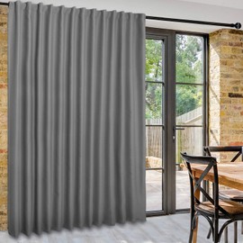 DWCN Patio Sliding Door Curtains - Extra Wide Curtains for Glass Door, Privacy Room Divider Blackout Curtain with Back Tab & Rod Pocket for Bedroom Partition, 100 x 84 Inches, Light Grey