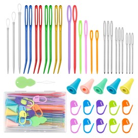 FIVEIZERO FIVEIZERO 43 Pcs Yarn Needles Set, Assorted Yarn Needles Bent Tapestry Needle Weaving Needle Darning Needles Big Eye Blunt Knitting Needles with Stitch Markers for Knitting Crochet Kit