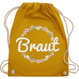 Shirtracer - Gym Bag Backpack - Hen Party Women - Bridal Flower Wreath, 13 Mustard Yellow