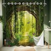 Bxpaitx Green Enchanted Forest Hookless Shower Curtain with Snap in
