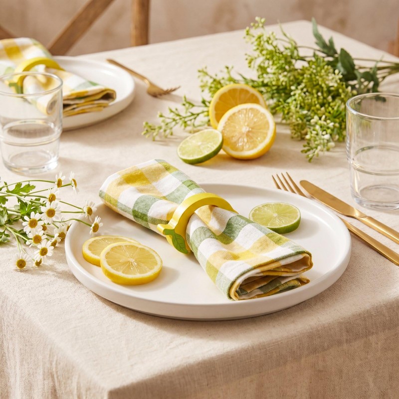 Gandeer 12 Set Lemon Napkin Rings Wooden Lemon Napkin Ring
