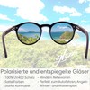 glozzi Women's Sunglasses Polarised UV400 Wood Round with Wooden Temple