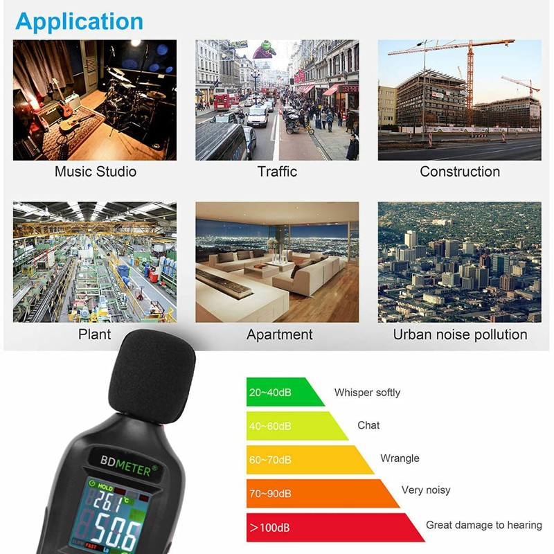 Decibel Meter, Digital Sound Level Meter Reader with 35 to