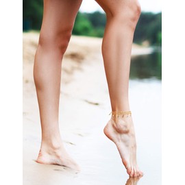 15 Pieces Boho Anklets Chains Bracelets Adjustable Beach Anklet Foot Jewelry Set for Women Girls (Gold)