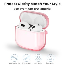 ULAK for Airpods 4 Case, Protective AirPod 4 Cover Soft TPU Transparent Shockproof Case Accessories with Keychain for Airpods 4 [Front Led Visible] - Pink