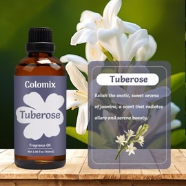 Colomix Premium 100ml Tuberose Fragrance Oil, Essential Oils for Diffusers for Home, Scented Oil for Candle Making, Soap Supplies and Tubetose Pefume and More, Long-Lasting Scent Gift Oil
