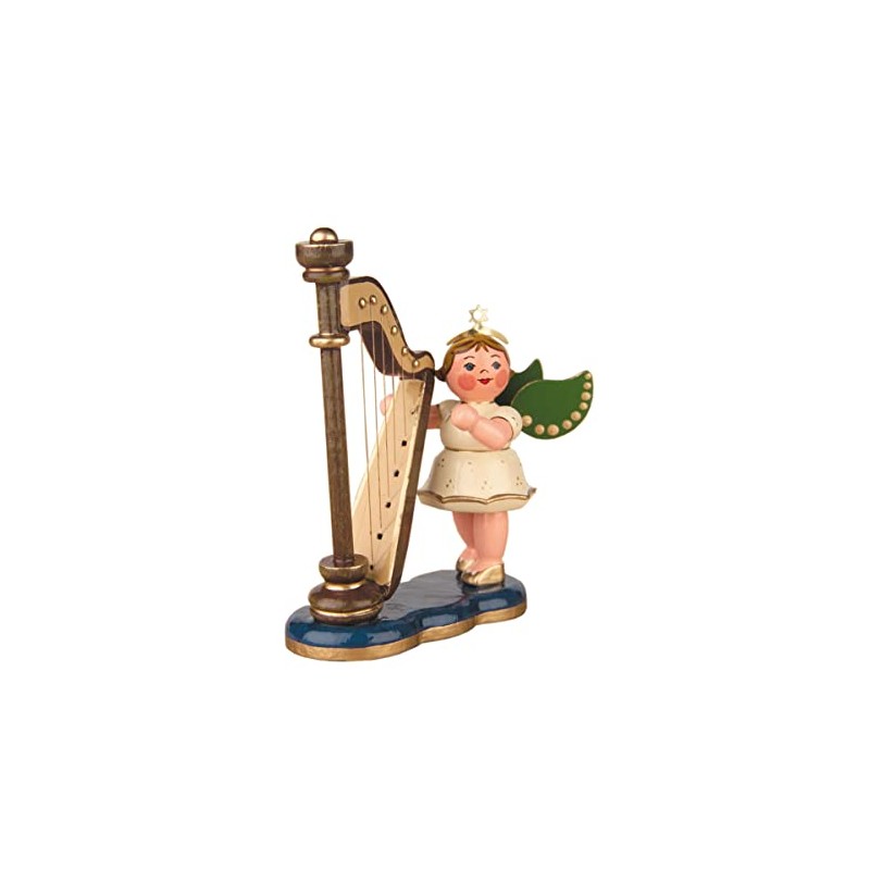 Hubrig Volkskunst Engel mit Harfe - 6,5cm / Weihnachtsengel -