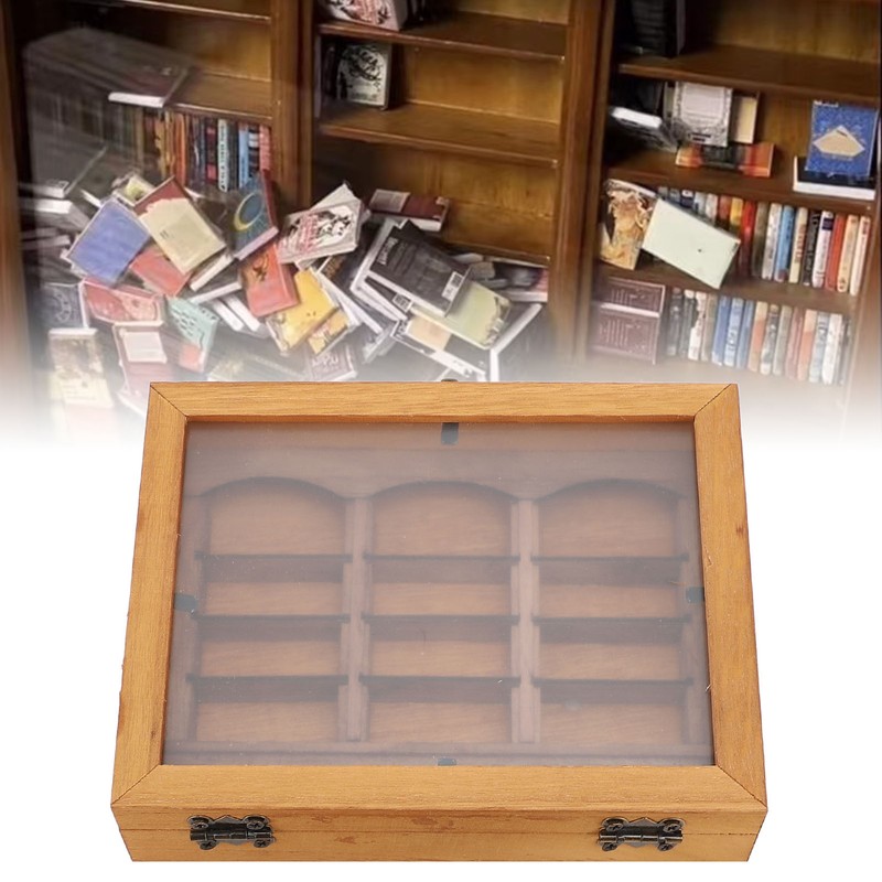 Miniature Wooden Bookshelf Anxiety Relief Multi Books Display Case Cabinet