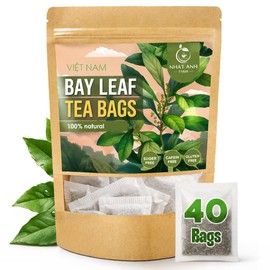 NHAT ANH FARM - Premium Bay Leaf Tea Bags, 40 Tea Bags, 100% Natural Dried Bay Leaf, Naturally Sweet Herbal Tea, Sugar-Free, Caffeine-Free, No Additives.
