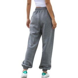 HeSaYep Women's High Waisted Sweatpants Workout Active Joggers Pants Baggy Lounge Bottoms,Dark Grey X-Large