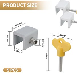 Zreneyfex 5 Pack Window Locks for Sliding Windows Adjustable Sliding Doors Security Locks Stop with Key Handles, Aluminum Alloy Window Locks for Mounting on Track of Windows Doors