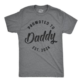 Mens Promoted to Daddy 2024 2023 2022 2021 2020 T Shirt Fathers Day for New Best Dad Ever Funny T Shirts Dad Joke Apparel for Men Novelty Tees for Guys Dark Grey L