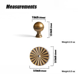 Goo-Ki Antique Brass Cabinet Knobs with Backplate, 6 Pack Solid Zinc Alloy Round Drawer Knobs for Dresser, Vintage Furniture Decorative Cabinet Pulls for Kitchen Cupboard Bathroom, 1.4 inch Base Plate