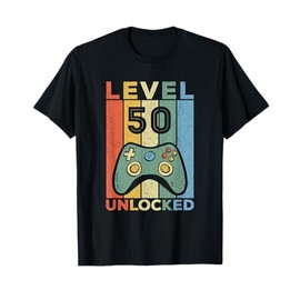 Level 50 Unlocked Video Gamer Retro 50th Birthday Gift T-Shirt