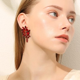 EVER FAITH Wing Crystal Clip-On Earrings Fashion Statement Earrings Art Deco Colourful Marquise Drop Bridal Dangle Clip On for Women Clear Silver Tone, Crystal