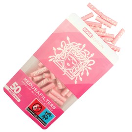 Medusafilters 50 Premium Activated Carbon Filters Slim Diameter 6 mm Tip Size with Vegan Fibre Caps and Coconut Shell Activated Carbon for Low-Toxic Smoking (Rose)