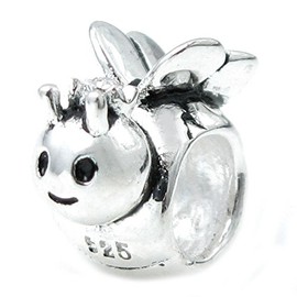 Queenberry Sterling Silver Honey Queen Bee European Bead Charm
