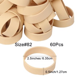 AMUU Rubber Bands Size #82, 60pcs Tactical rubber bands wide Elastic Bands for Office Supply Survival Camping Biking Fishing strong Rubber Bands Beige (2 1/2" x 1/2")