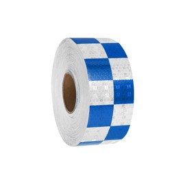 MECCANIXITY Reflective Tape, 2 Inch x 82 ft Self-Adhesive Trailer Reflector Tape Warning Safety Sticker Night Reflectors for Cars Trucks, Blue White