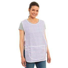 Ladies Dogtooth Design With Piping Tabard Apron Overalls Front Pocket Stylish Tabards for Women Casual Aprons for Women to Use in Home Kitchen Restaurants Coffee Shops UK Made (L, Pink)