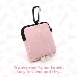 WINPAWS Dog Treat Pouch with Training Clicker,Waterproof Nylon Fabric Poop Bag Holders for Leashes,Hands Free Small Dog Walking Bag with Carabiner, Pet Puppy Training Walking Essentials (Pink)