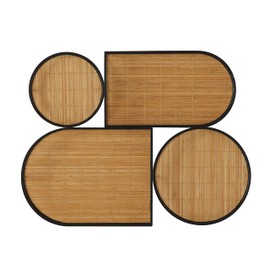 Deco 79 The Novogratz Bamboo Geometric Shapes Wall Decor with Slatted Wood Design, 28" x 3" x 21", Brown