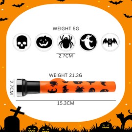Lezevn 2pcs Halloween Projector Torch with Image Covers Ghost Pumpkin Skull Bat Spider Spooky Haunted House Horror Props