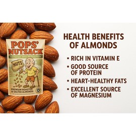 Pops Nuts Roasted Almonds - Bold Salty Snack for the Legend in the Recliner, Funny Gag Gift for Father's Day, Birthday or Retirement, Made in USA, Small Batch