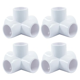 Marvexi 4Pcs 3/4 Inch 5 Way Pvc Connectors, White Furniture Grade Tee Pvc Fittings 0.75" Elbow for DIY Shelf, Frame