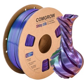 Comgrow Tri-Colors Silk PLA 3D Printer Filament, Rainbow PLA Filament 1.75mm, Dimensional Accuracy +/- 0.02 mm, 1KG Spool, Coextrusion 3D Filament with Shiny Silk Copper-Green-Purple