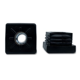 Doja Industrial Threaded Plugs Square End Piece for Square Tube 40 x 40 mm Thickness 1.5 - 2 mm Pack of 4 Polyamide for Aluminium Gate, Chair Caps, Table Legs Adjustable ...