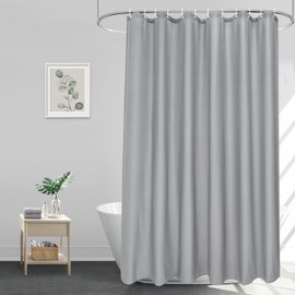 EurCross Shower Curtain 180 x 180 cm Grey Textile Anti-Mould Bath Curtain Made of Polyester Fabric, Waterproof and Quick-Drying, Washable Shower Curtain with 12 Rings
