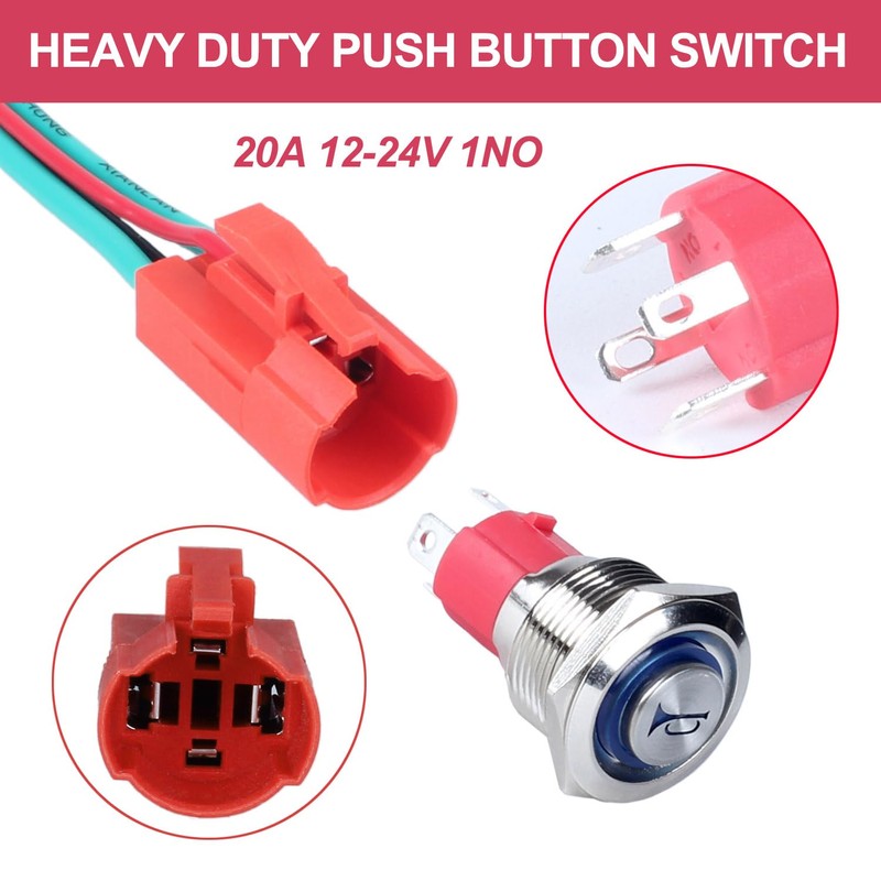 DMWD Horn Push Button Switch 19mm Heavy Duty 20Amp 12V-24V