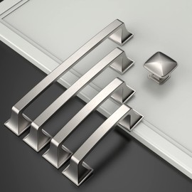 Amerdeco 10 Pack Kitchen Cabinet Handles Brushed Satin Nickel Cabinet Pulls 3 Inch(76mm) Hole Center Cabinet Hardware for Bathroom Drawer Pulls Dresser Pulls AM0002